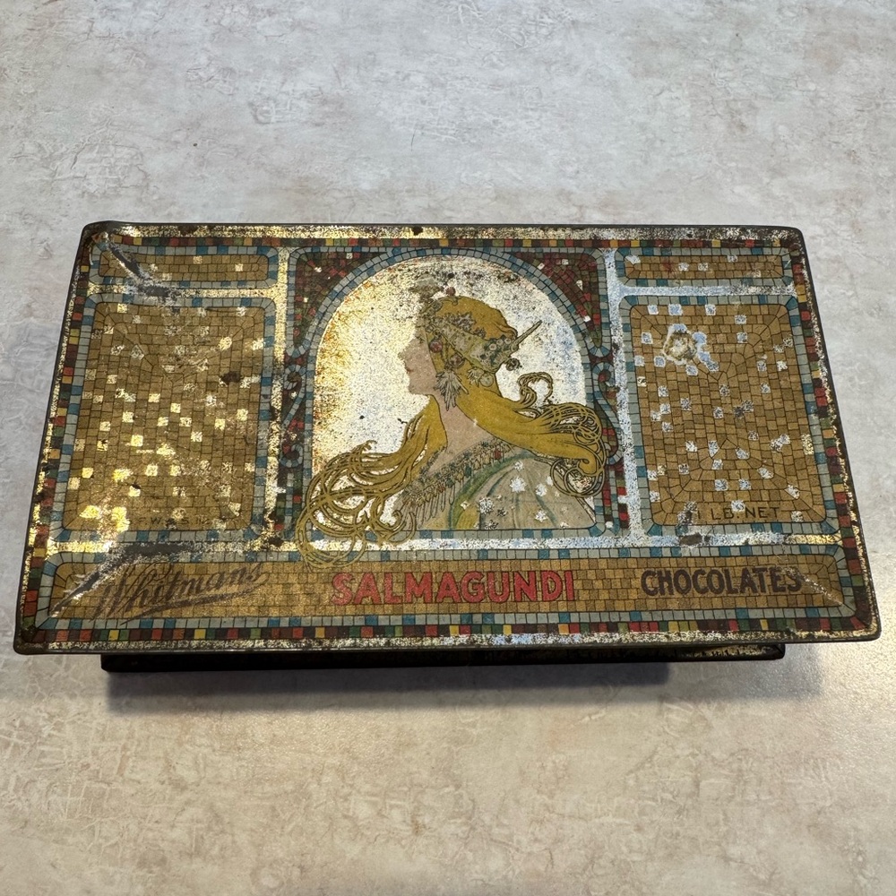 Vintage 1920s Whitman's Salmagundi Chocolate Metal Tin Art Deco Nouveau